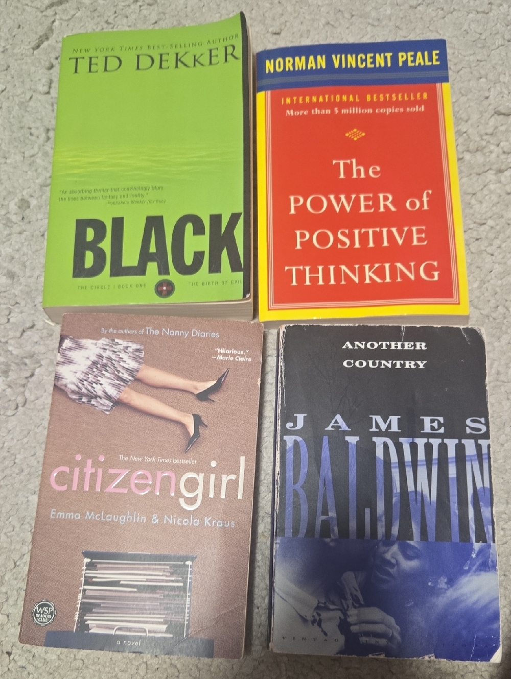 Set of 4 Paperback Novels — Green, Red, Brown, Black Covers